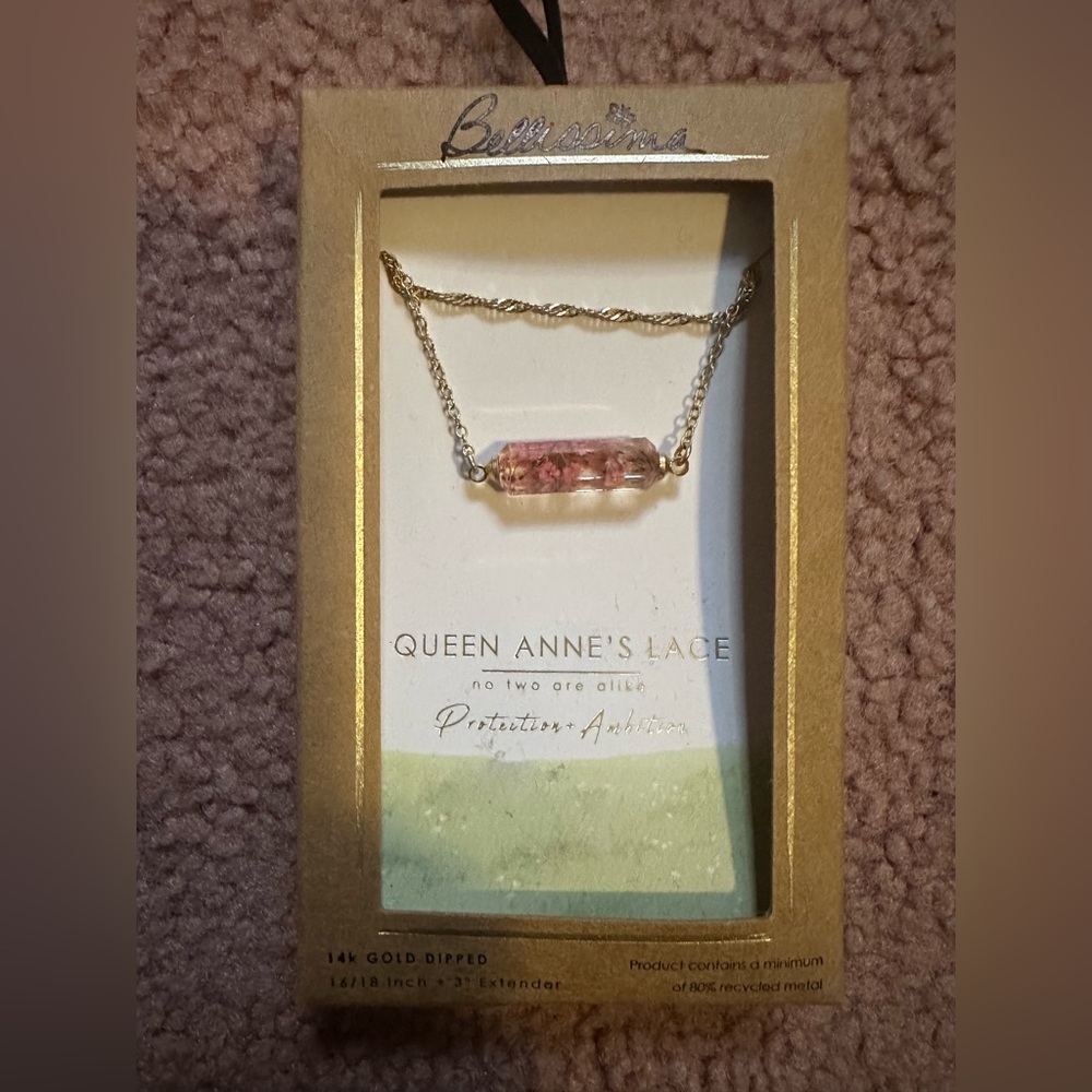 NIB Bellissima Queen Anne’s Lace 14k Gold Dipped 16”-18”+3” Extender Protection